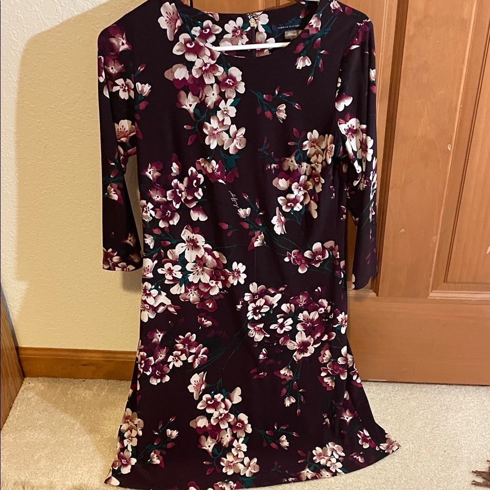 Designer Tommy Hilfiger Floral Print Dress - Black and Red